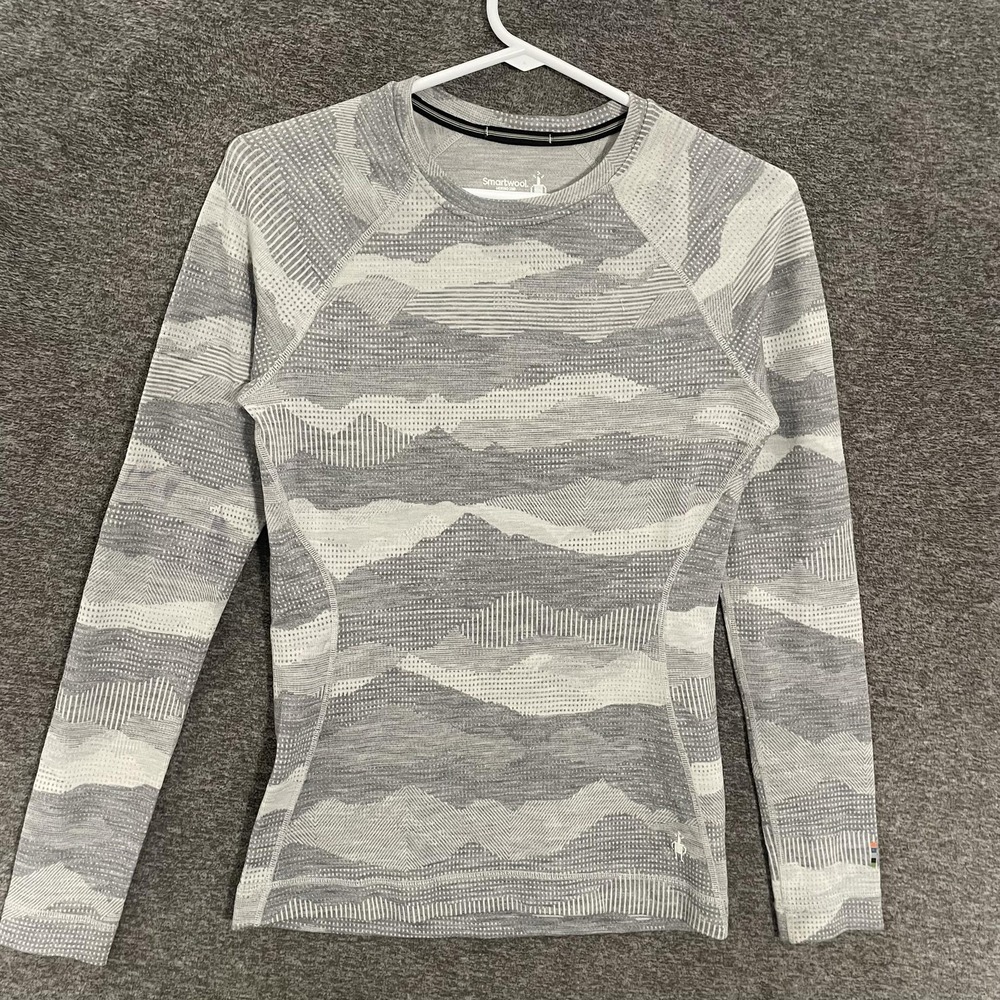 Smartwool Shirt Womens Medium Gray Merino 250 Long Sleeve Base Layer Top